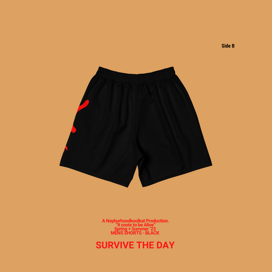 Men's Recycled Athletic Shorts - Black  - 'It costs to be Alive'