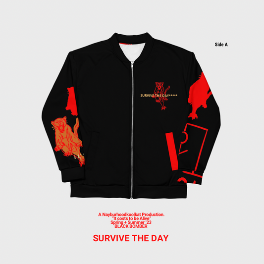 Bomber Jacket - Black- 'It costs to be Alive'